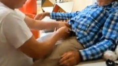 Grandpa enjoy blowjob by young man