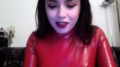 Latex slut solo anal masturbation