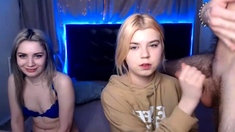 Blonde Teen Gives Cummy Handjob