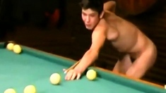 Russian Soldiers Play Pool in Nude