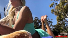 Amateur princesses voyeur fucking in public place