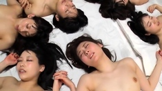 Japanese group sex with pussy licking and fucking