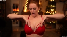 Busty redhead babe riding a big dick