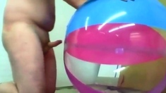 Daddy Plays with Inflatable Beach Ball Sex Toy