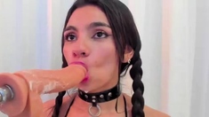 Stacked brunette goes solo toys and masturbation