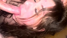 POV blowjob footjob handjob with Karla Kush eating cum