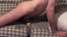 Twink Humping Sex Toy On Couch