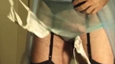 Big Cock Crossdresser In See-thru Panties And Bra