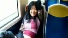 Asian Milf Rubs Her Clit On A Train.